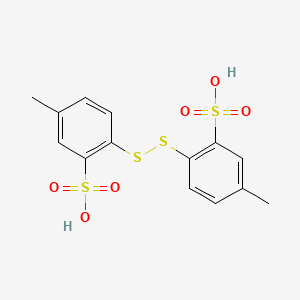 molecular formula C14H14O6S4 B13948422 Benzenesulfonic acid, 2,2'-dithiobis[5-methyl- CAS No. 63468-79-1