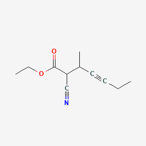 molecular formula C11H15NO2 B13948757 Ethyl 2-cyano-3-methylhept-4-ynoate CAS No. 61791-94-4