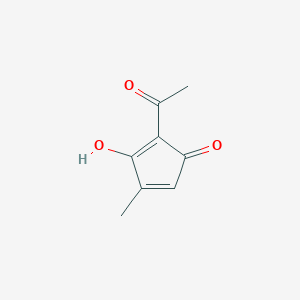 molecular formula C8H8O3 B139489 4-Cyclopentene-1,3-dione, 2-(1-hydroxyethylidene)-4-methyl- CAS No. 128886-98-6