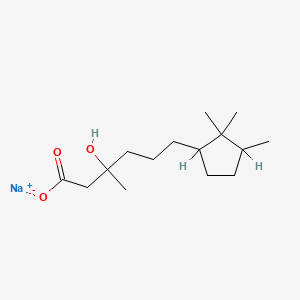 molecular formula C15H27NaO3 B13949138 beta-Hydroxy-beta,2,2,3-tetramethylcyclopentanehexanoic acid sodium salt CAS No. 57272-28-3