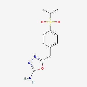 molecular formula C12H15N3O3S B1394925 5-(4-(Isopropylsulfonyl)benzyl)-1,3,4-oxadiazol-2-amine CAS No. 1251577-69-1