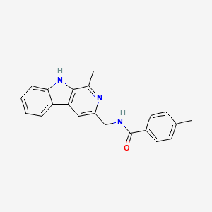 molecular formula C21H19N3O B13949303 9H-Pyrido(3,4-b)indole, 1-methyl-3-(4-methylbenzamidomethyl)- CAS No. 63885-66-5