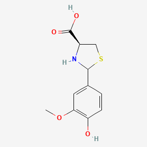 molecular formula C11H13NO4S B1394943 (4S)-2-(4-hydroxy-3-methoxyphenyl)-1,3-thiazolidine-4-carboxylic acid CAS No. 1265908-22-2