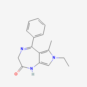 molecular formula C16H17N3O B13949603 Pyrrolo(3,4-e)(1,4)diazepin-2(1H)-one, 3,7-dihydro-7-ethyl-6-methyl-5-phenyl- CAS No. 57435-92-4