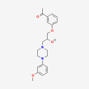 molecular formula C22H28N2O4 B13949643 Acetophenone, m-(2-hydroxy-3-(4-(m-methoxyphenyl)-1-piperazinyl)propoxy)- CAS No. 63716-00-7