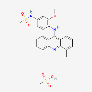 molecular formula C23H25N3O6S2 B13949672 Methanesulfonamide, N-(3-methoxy-4-((4-methyl-9-acridinyl)amino)phenyl)-, monomethanesulfonate CAS No. 51963-58-7