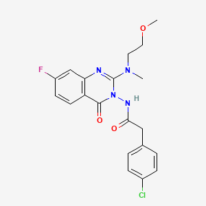 molecular formula C20H20ClFN4O3 B13949980 2-(4-chlorophenyl)-N-{7-fluoro-2-[(2-methoxyethyl)-methyl-amino]-4-oxo-4H-quinazolin-3-yl}acetamide 
