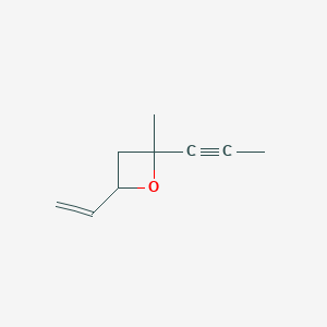 molecular formula C9H12O B13949996 4-Ethenyl-2-methyl-2-(prop-1-yn-1-yl)oxetane CAS No. 98888-58-5