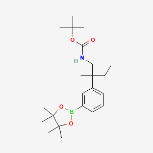 molecular formula C22H36BNO4 B13950006 Tert-butyl 2-methyl-2-(3-(4,4,5,5-tetramethyl-1,3,2-dioxaborolan-2-yl)phenyl)butylcarbamate 