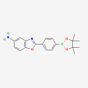 molecular formula C19H21BN2O3 B13950019 2-(4-(4,4,5,5-Tetramethyl-1,3,2-dioxaborolan-2-yl)phenyl)benzo[d]oxazol-5-amine 