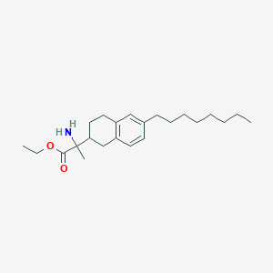 molecular formula C23H37NO2 B13950186 Ethyl 2-amino-2-(6-octyl-1,2,3,4-tetrahydronaphthalen-2-yl)propanoate 