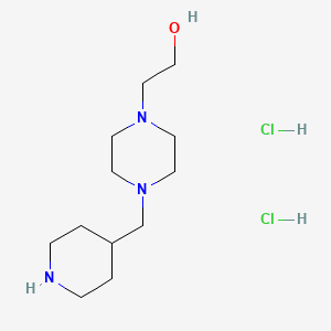 molecular formula C12H27Cl2N3O B1395021 2-[4-(4-Piperidinylmethyl)-1-piperazinyl]-1-ethanol dihydrochloride CAS No. 1220034-37-6