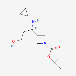 molecular formula C14H26N2O3 B13950234 tert-Butyl 3-(1-(cyclopropylamino)-3-hydroxypropyl)azetidine-1-carboxylate 