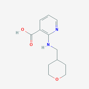 molecular formula C12H16N2O3 B1395086 2-[(Tetrahydro-2H-pyran-4-ylmethyl)amino]-nicotinic acid CAS No. 1220029-63-9
