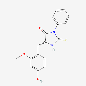 5-[(4-Hydroxy-2-methoxyphenyl)methylidene]-3-phenyl-2-sulfanylideneimidazolidin-4-one