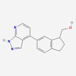 molecular formula C16H15N3O B13951044 (6-(1h-Pyrazolo[3,4-b]pyridin-4-yl)-2,3-dihydro-1h-inden-1-yl)methanol 