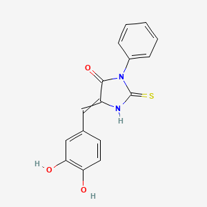 molecular formula C16H12N2O3S B1395114 5-[(3,4-Dihydroxyphenyl)methylidene]-3-phenyl-2-sulfanylideneimidazolidin-4-one CAS No. 897340-70-4