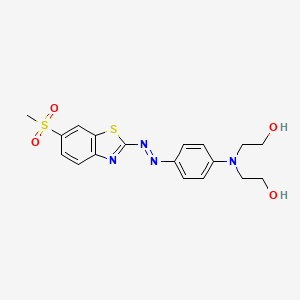 molecular formula C18H20N4O4S2 B13951141 Ethanol, 2,2'-[[4-[[6-(methylsulfonyl)-2-benzothiazolyl]azo]phenyl]imino]bis- CAS No. 63467-02-7