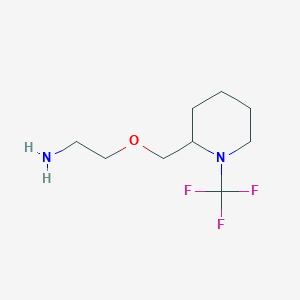 molecular formula C9H17F3N2O B13951230 2-((1-(Trifluoromethyl)piperidin-2-yl)methoxy)ethanamine 