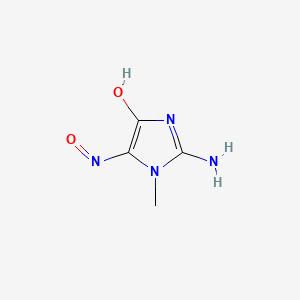 molecular formula C4H6N4O2 B13951249 4-Imidazolidinone, 5-hydroxyimino-2-imino-1-methyl- CAS No. 34356-73-5