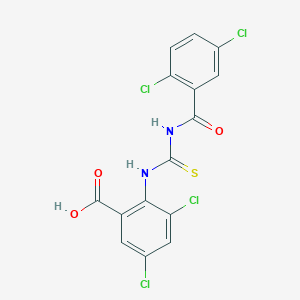 molecular formula C15H8Cl4N2O3S B13951282 3,5-Dichloro-2-[(2,5-dichlorobenzoyl)carbamothioylamino]benzoic acid CAS No. 532386-17-7