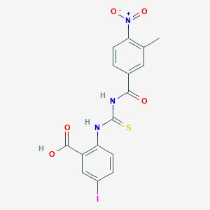 molecular formula C16H12IN3O5S B13951341 5-Iodo-2-[(3-methyl-4-nitrobenzoyl)carbamothioylamino]benzoic acid CAS No. 586391-71-1