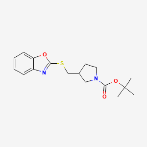 molecular formula C17H22N2O3S B13951355 3-(Benzooxazol-2-ylsulfanylmethyl)-pyrrolidine-1-carboxylic acid tert-butyl ester 