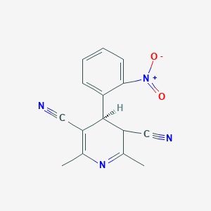 molecular formula C15H12N4O2 B13951372 (4R)-2,6-dimethyl-4-(2-nitrophenyl)-3,4-dihydropyridine-3,5-dicarbonitrile CAS No. 53055-16-6