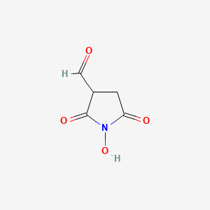 molecular formula C5H5NO4 B13951492 1-Hydroxy-2,5-dioxopyrrolidine-3-carbaldehyde 