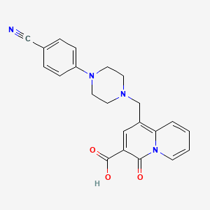 molecular formula C22H20N4O3 B13951527 4H-Quinolizine-3-carboxylic acid, 1-[[4-(4-cyanophenyl)-1-piperazinyl]methyl]-4-oxo- 