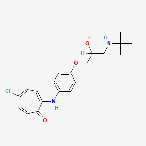 molecular formula C20H25ClN2O3 B13951564 2-(4-(3-(tert-Butylamino)-2-hydroxypropoxy)anilino)-5-chloro-2,4,6-cycloheptatrien-1-one CAS No. 38767-88-3