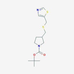 molecular formula C14H22N2O2S2 B13951755 3-(Thiazol-5-ylmethylsulfanylmethyl)-pyrrolidine-1-carboxylic acid tert-butyl ester 