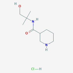molecular formula C10H21ClN2O2 B1395183 N-(2-羟基-1,1-二甲基乙基)-3-哌啶甲酰胺盐酸盐 CAS No. 1220037-54-6