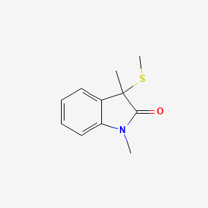 molecular formula C11H13NOS B13951923 1,3-Dimethyl-3-methylsulfanylindol-2-one 