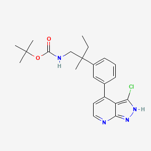 molecular formula C22H27ClN4O2 B13951940 tert-butyl 2-(3-(3-chloro-1H-pyrazolo[3,4-b]pyridin-4-yl)phenyl)-2-methylbutylcarbamate 