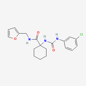 molecular formula C19H22ClN3O3 B13951995 Cyclohexanecarboxamide,1-((3-chlorophenyl)aminocarbonylamino)-n-(2-furanylmethyl)- 