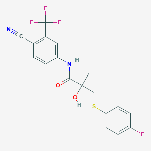 molecular formula C18H14F4N2O2S B139521 N-(4-Cyano-3-(trifluoromethyl)phenyl)-3-((4-fluorophenyl)thio)-2-hydroxy-2-methylpropanamide CAS No. 90356-78-8