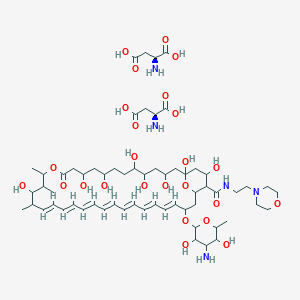 molecular formula C53H85N3O17.2C4H7NO4 B139525 Amphotericin B 2-morpholinoethyl amide diaspartate CAS No. 130176-10-2