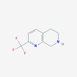 molecular formula C9H9F3N2 B1395254 2-(Trifluoromethyl)-5,6,7,8-tetrahydro-1,7-naphthyridine CAS No. 741737-13-3