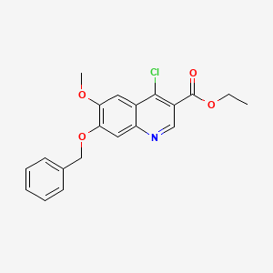 molecular formula C20H18ClNO4 B1395287 Ethyl 7-(benzyloxy)-4-chloro-6-methoxyquinoline-3-carboxylate CAS No. 307353-90-8