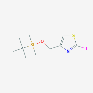 molecular formula C10H18INOSSi B1395297 4-(((Tert-butyldimethylsilyl)oxy)methyl)-2-iodothiazole CAS No. 875548-60-0