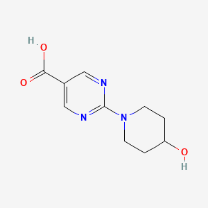 molecular formula C10H13N3O3 B1395305 2-(4-Hydroxypiperidin-1-YL)pyrimidine-5-carboxylic acid CAS No. 1116339-69-5