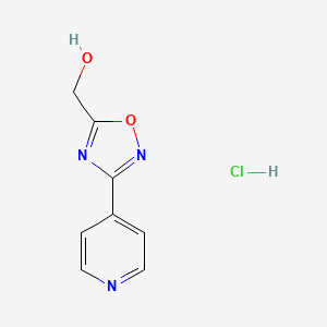molecular formula C8H8ClN3O2 B1395356 [3-(Pyridin-4-yl)-1,2,4-oxadiazol-5-yl]methanol hydrochloride CAS No. 1306603-46-2