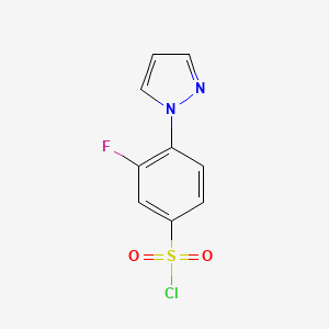 molecular formula C9H6ClFN2O2S B1395357 3-Fluoro-4-(1H-pyrazol-1-yl)benzene-1-sulfonyl chloride CAS No. 1097726-37-8