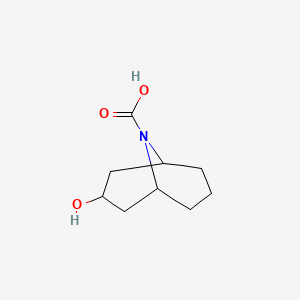 molecular formula C9H15NO3 B13953582 3-Hydroxy-9-azabicyclo[3.3.1]nonane-9-carboxylic acid CAS No. 854733-35-0