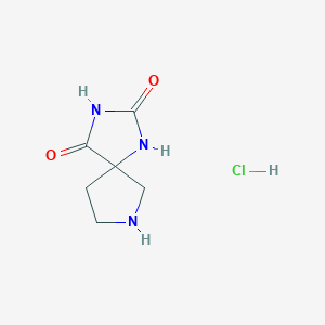 molecular formula C6H10ClN3O2 B1395359 1,3,7-Triazaspiro[4.4]nonane-2,4-dione hydrochloride CAS No. 1334146-82-5