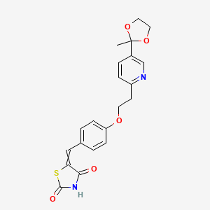 molecular formula C21H20N2O5S B13953679 5-[[4-[2-[5-(2-Methyl-1,3-dioxolan-2-yl)pyridin-2-yl]ethoxy]phenyl]methylidene]-1,3-thiazolidine-2,4-dione 