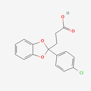 molecular formula C16H13ClO4 B13953803 3-[2-(4-chlorophenyl)-1,3-benzodioxol-2-yl]propanoic acid CAS No. 50836-00-5