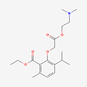 molecular formula C19H29NO5 B13953810 Acetic acid, (2-ethoxycarbonyl-6-isopropyl-3-methyl)phenoxy-, 2-(dimethylamino)ethyl ester CAS No. 52073-13-9