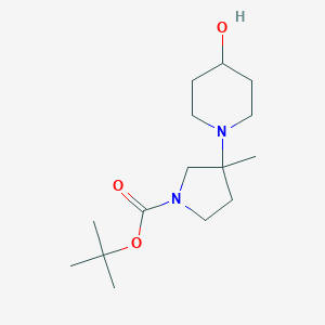 molecular formula C15H28N2O3 B13953957 Tert-butyl 3-(4-hydroxypiperidin-1-yl)-3-methylpyrrolidine-1-carboxylate 